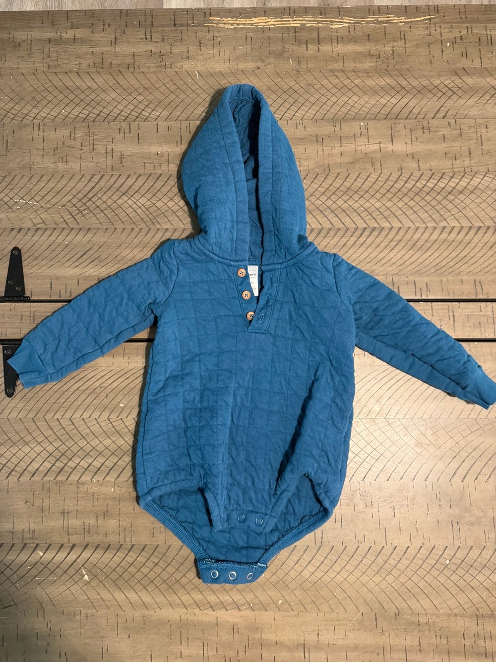 Carter's Teal Quilted Hooded One-Piece Bodysuit